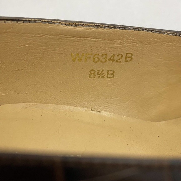 Ralph Lauren Pump Croc Embossed Brown Leather 3" Block Heel Classic 8.5 B - Picture 8 of 11